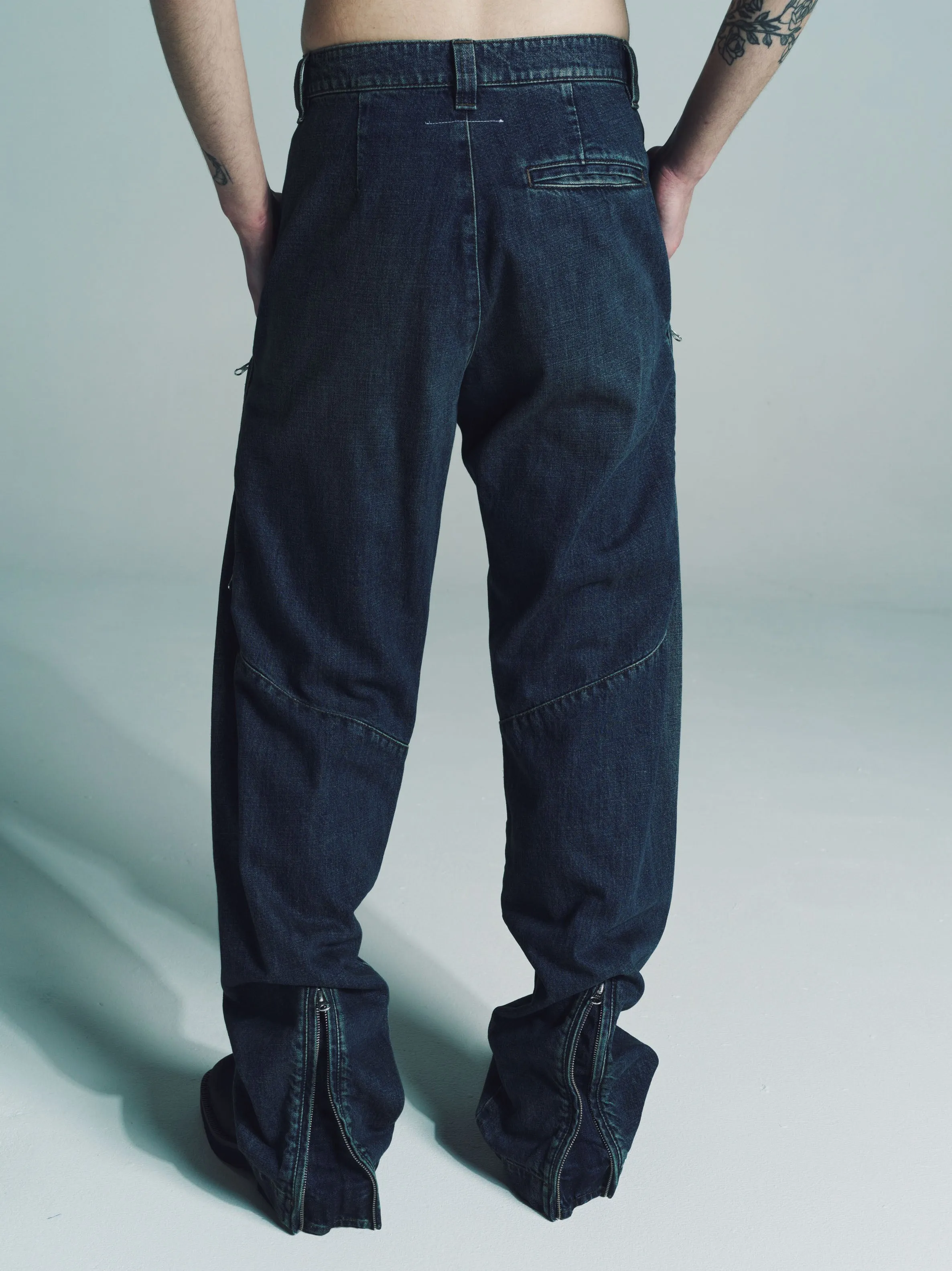 Blue Denim Straight Leg Trousers