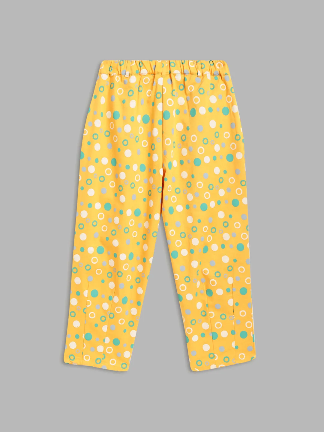 Blue Giraffe Girls Yellow Printed Loose Fit Trouser