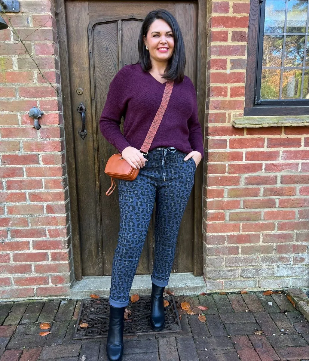 Blue Leopard Print Trousers