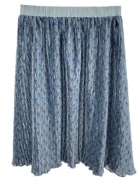 Blue Printed Pleated Skirt 1311