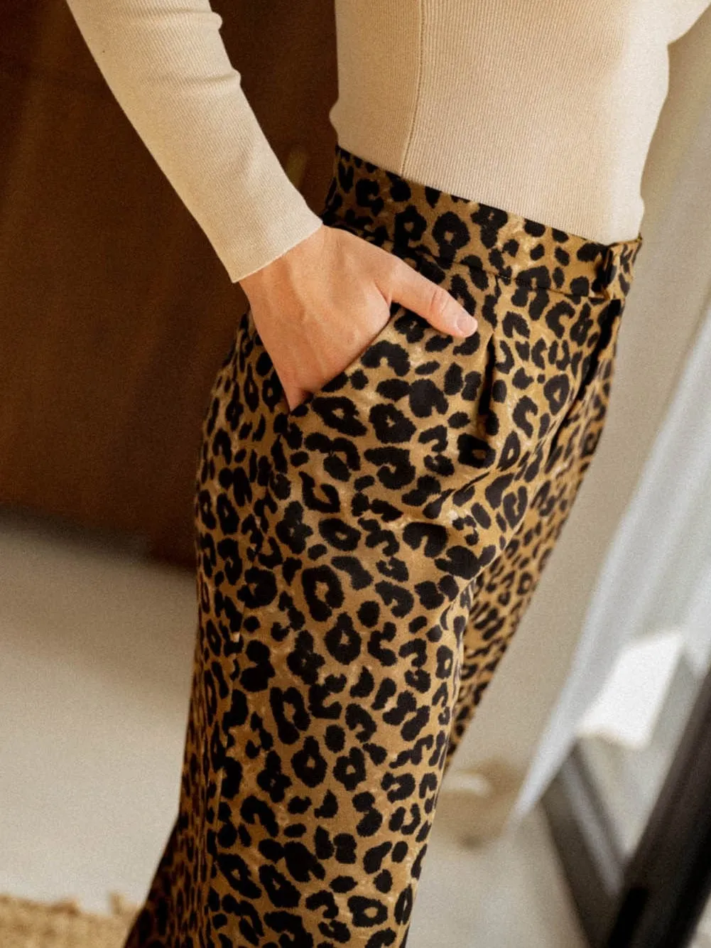 Bold Leopard Print Wide Leg Pants