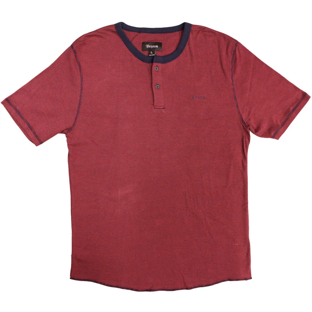 Brixton Lewis Henley T-shirt Red Navy