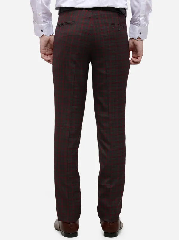 Brown Checked Slim Fit Formal Trouser | JB Studio