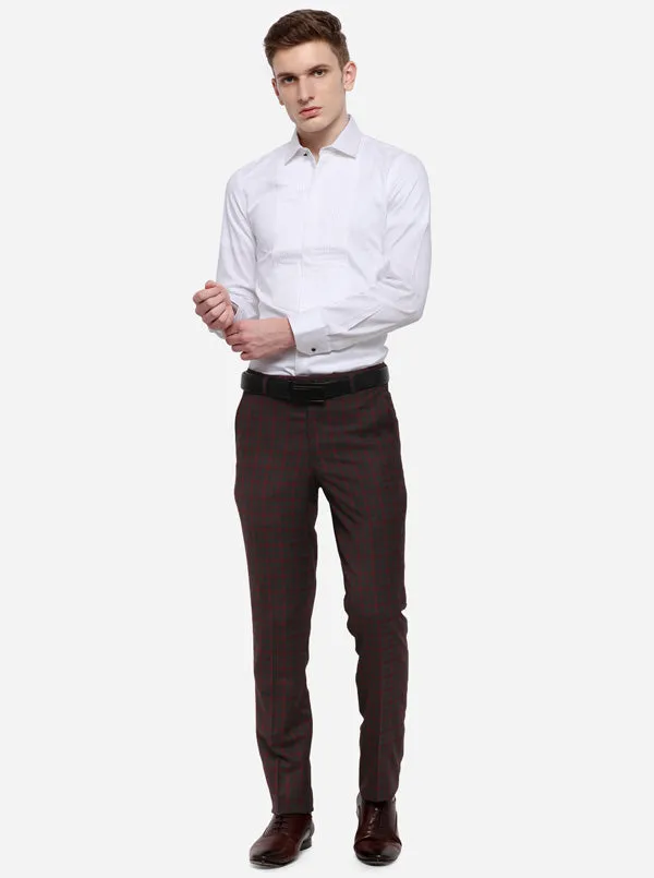 Brown Checked Slim Fit Formal Trouser | JB Studio