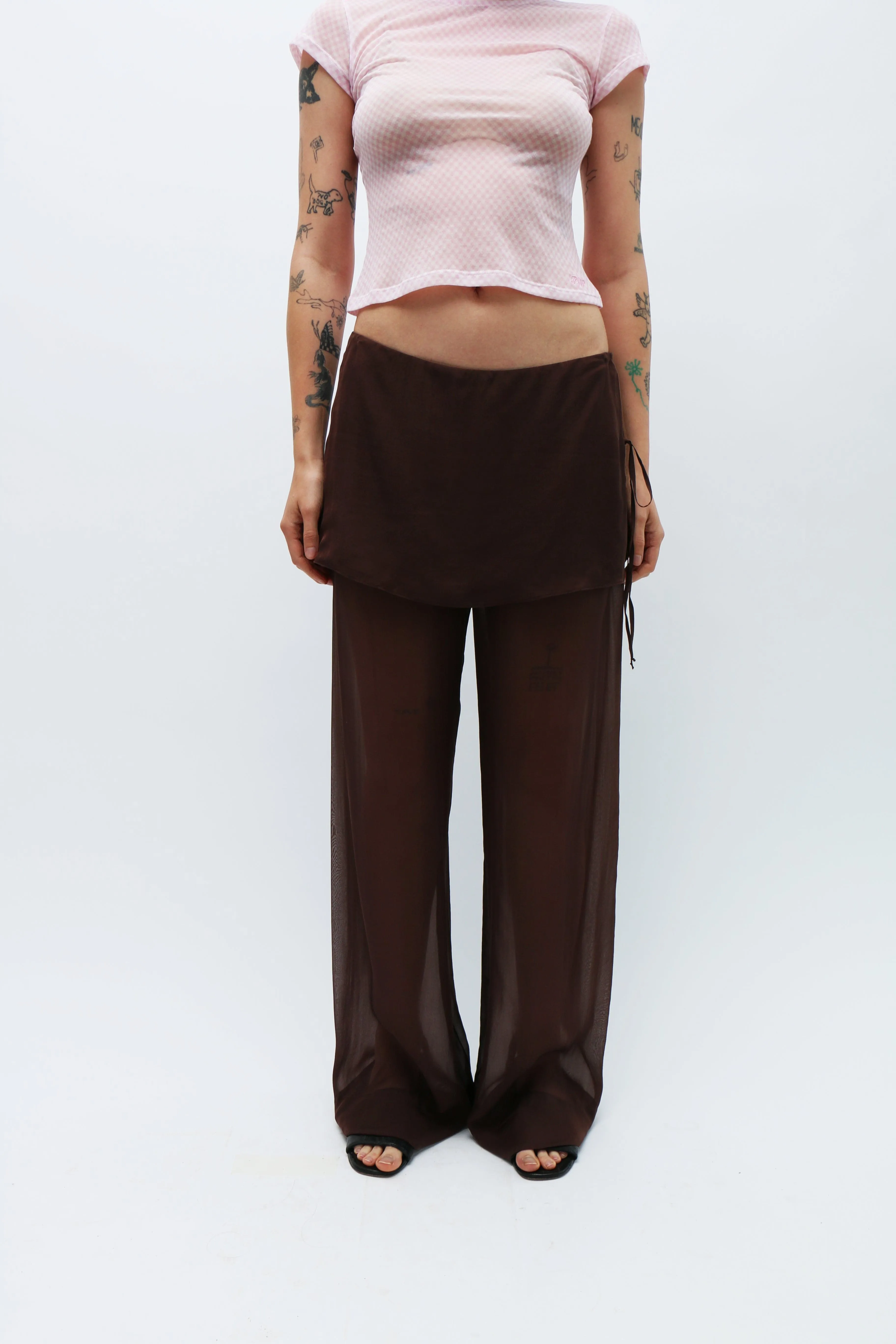 Brown Silk Archive Pants