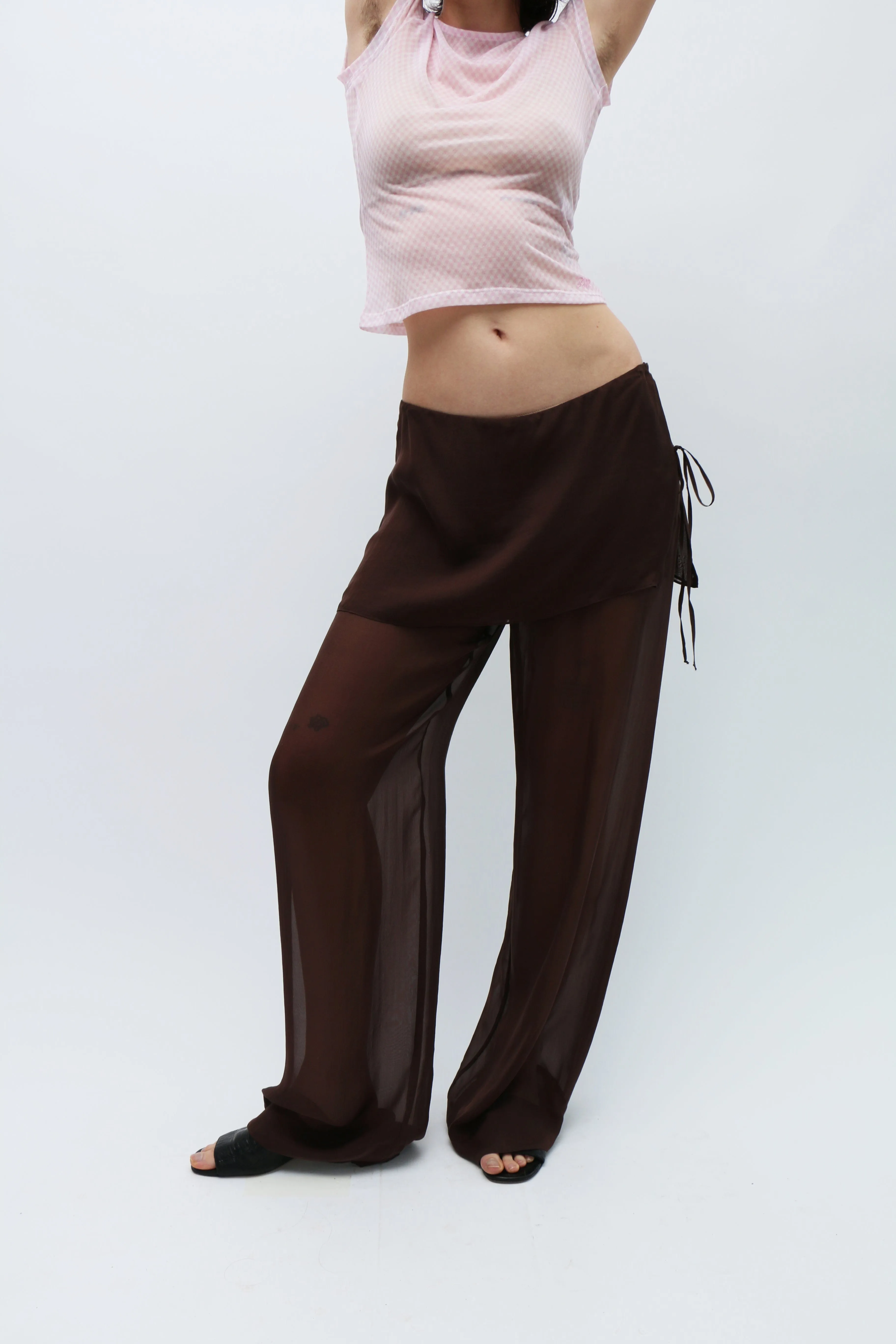 Brown Silk Archive Pants