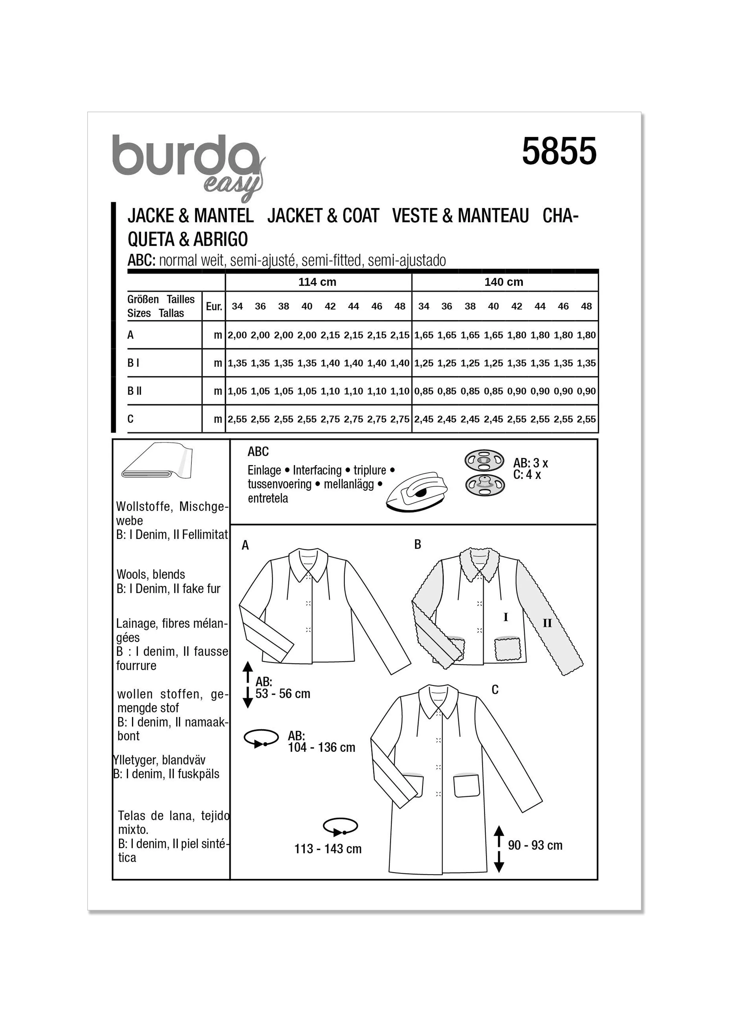 Burda Pattern 5855 Misses' Jacket