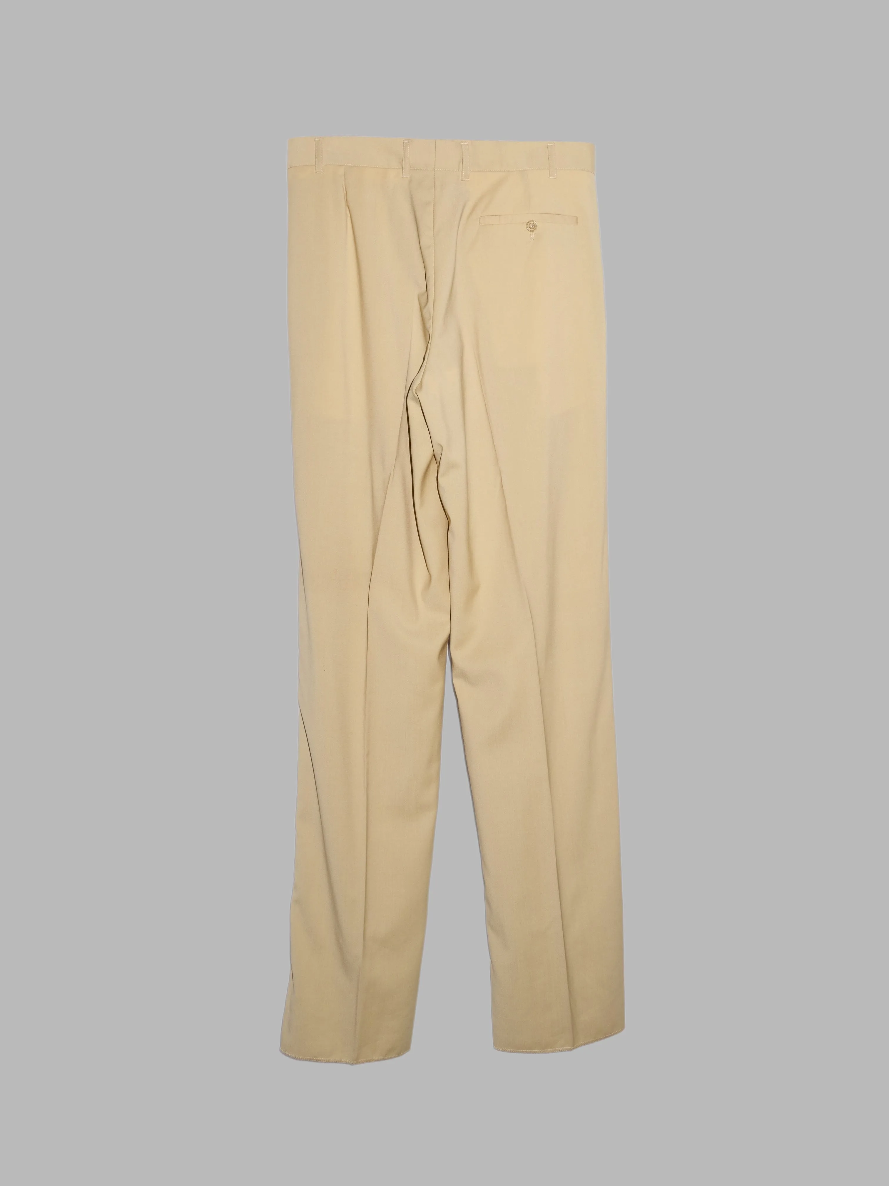 Byblos 1990s beige wool pleated trousers - size 50 new deadstock unhemmed