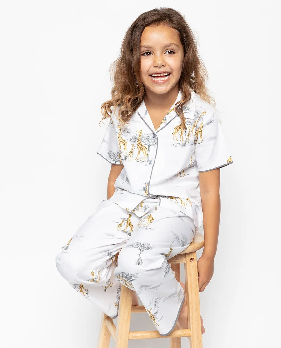 Carly Grey Giraffe Print Pyjama Set