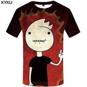 Cartoon T-shirts Men Flame Tshirts Print Graffiti Tshirt Anime Art T shirts Funny Harajuku T-shirt 3d Mens Clothing Graphic