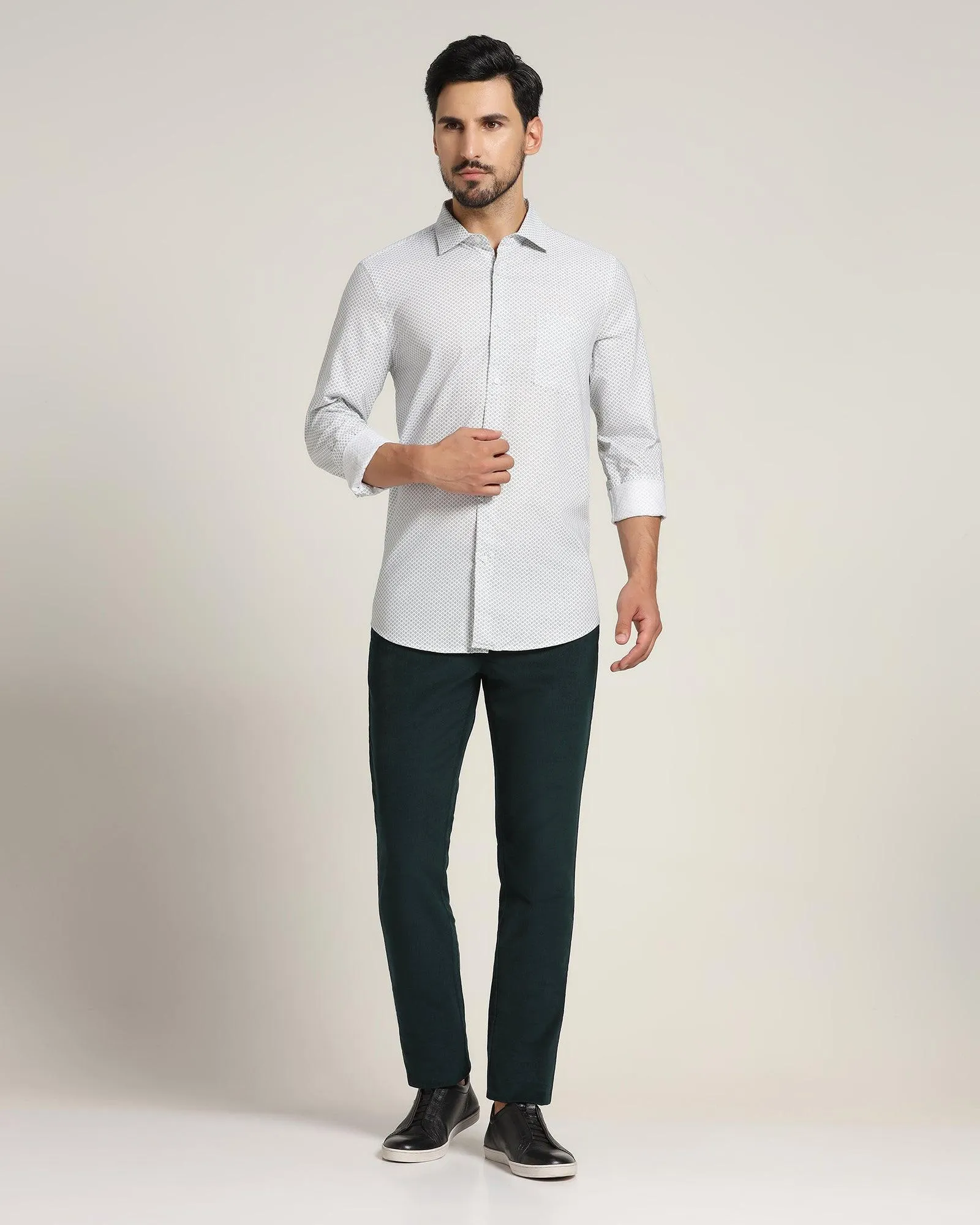 Casual White Printed Shirt - Mellos