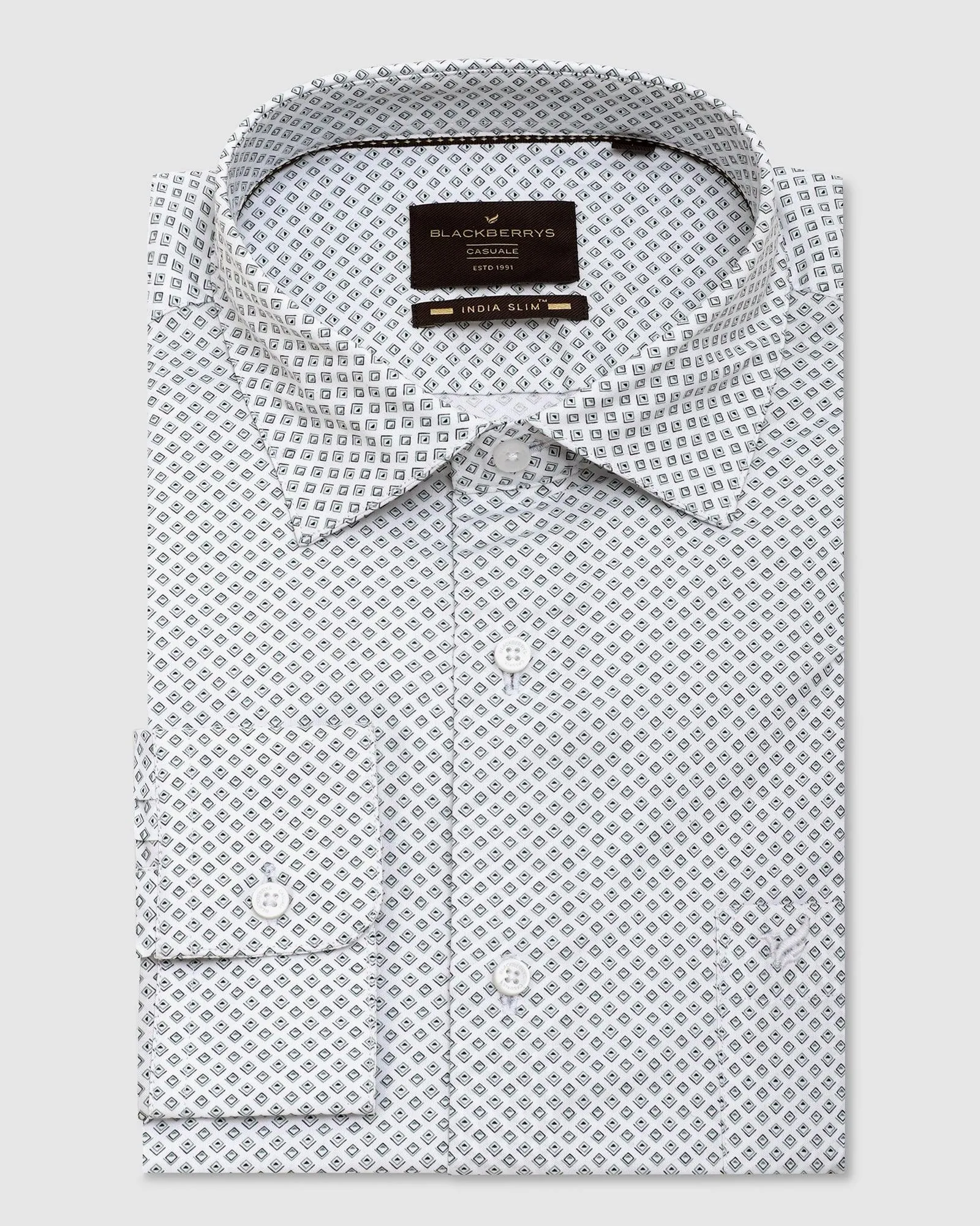 Casual White Printed Shirt - Mellos