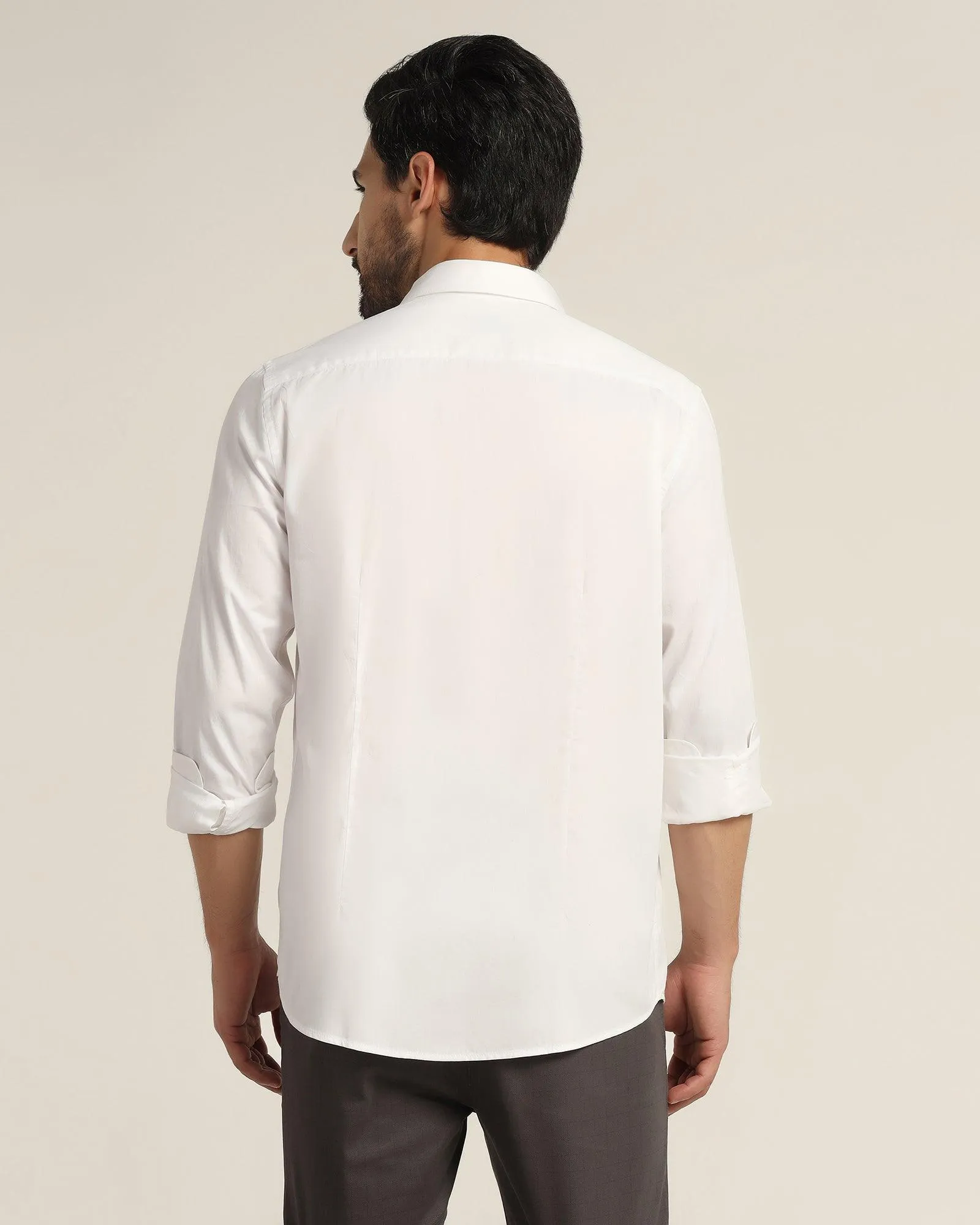 Casual White Solid Shirt - Mandy