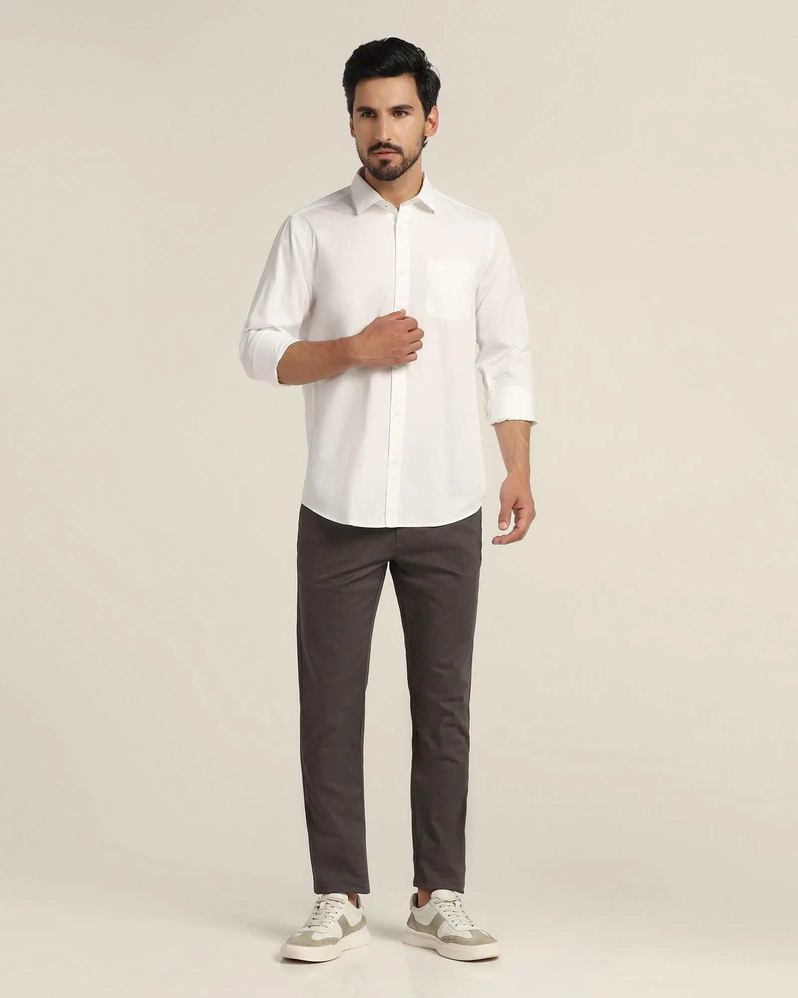 Casual White Solid Shirt - Mandy