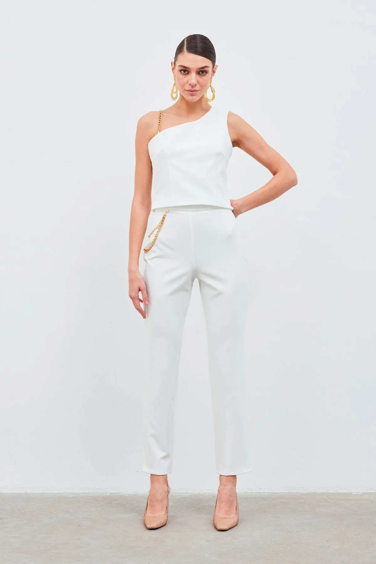 Chain Accessory Trousers - White