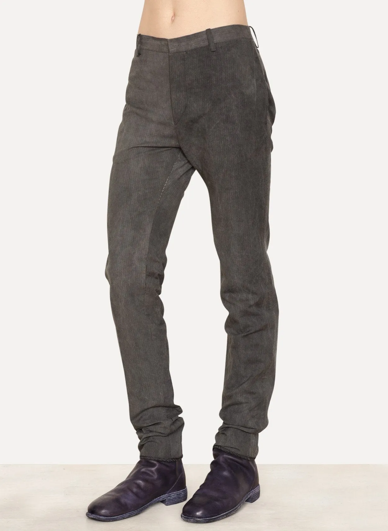 Charcoal Cold Dye Cotton Metal Chainseam Trouser