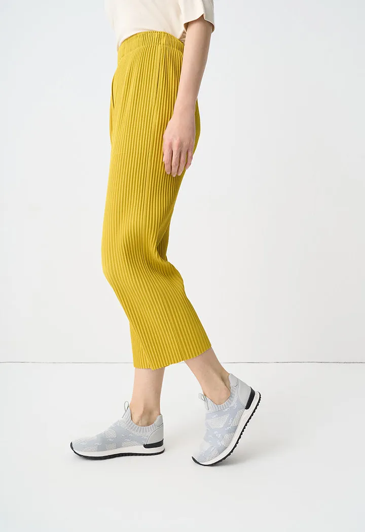 Choice Single Tone Pleated Trousers Yellow