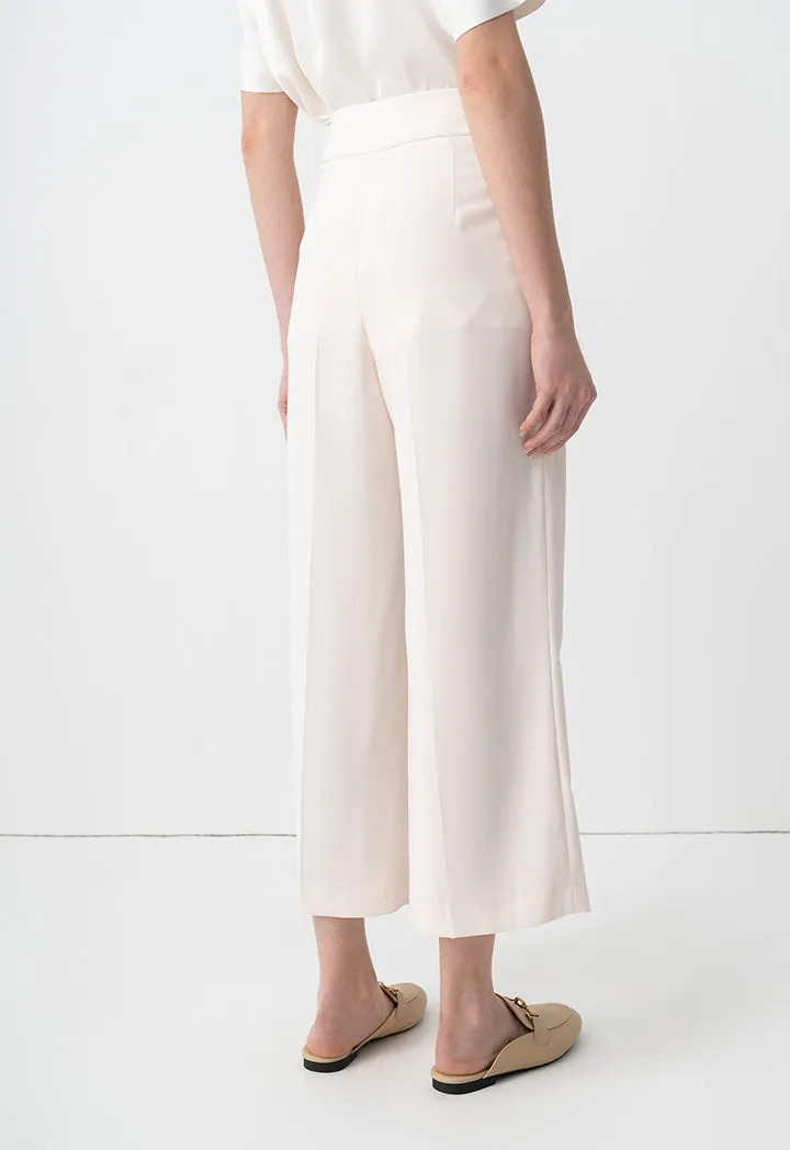 Choice Solid Wide Leg Trousers Cream