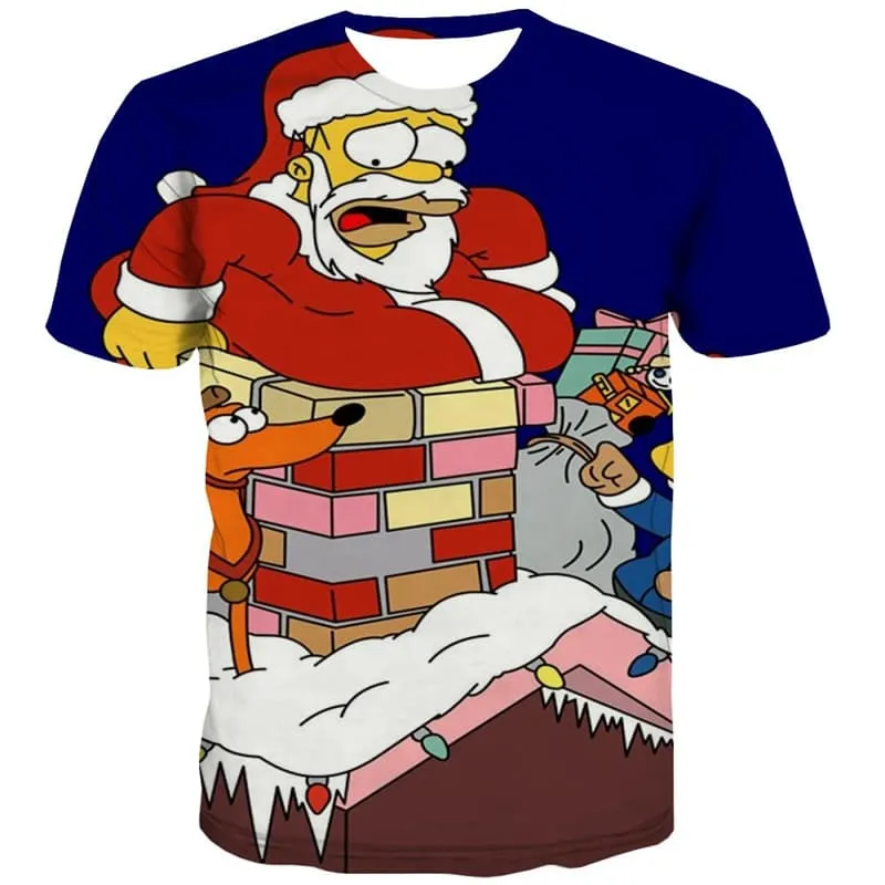 Christmas T-shirt Men Santa Claus Tshirts Cool Funny Tshirt Anime Party Tshirt Printed