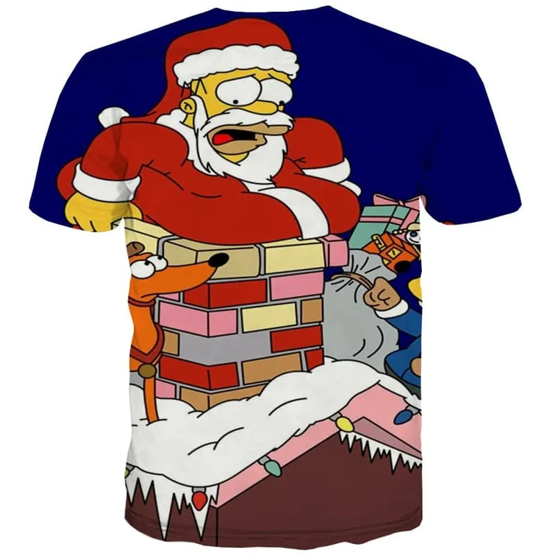 Christmas T-shirt Men Santa Claus Tshirts Cool Funny Tshirt Anime Party Tshirt Printed