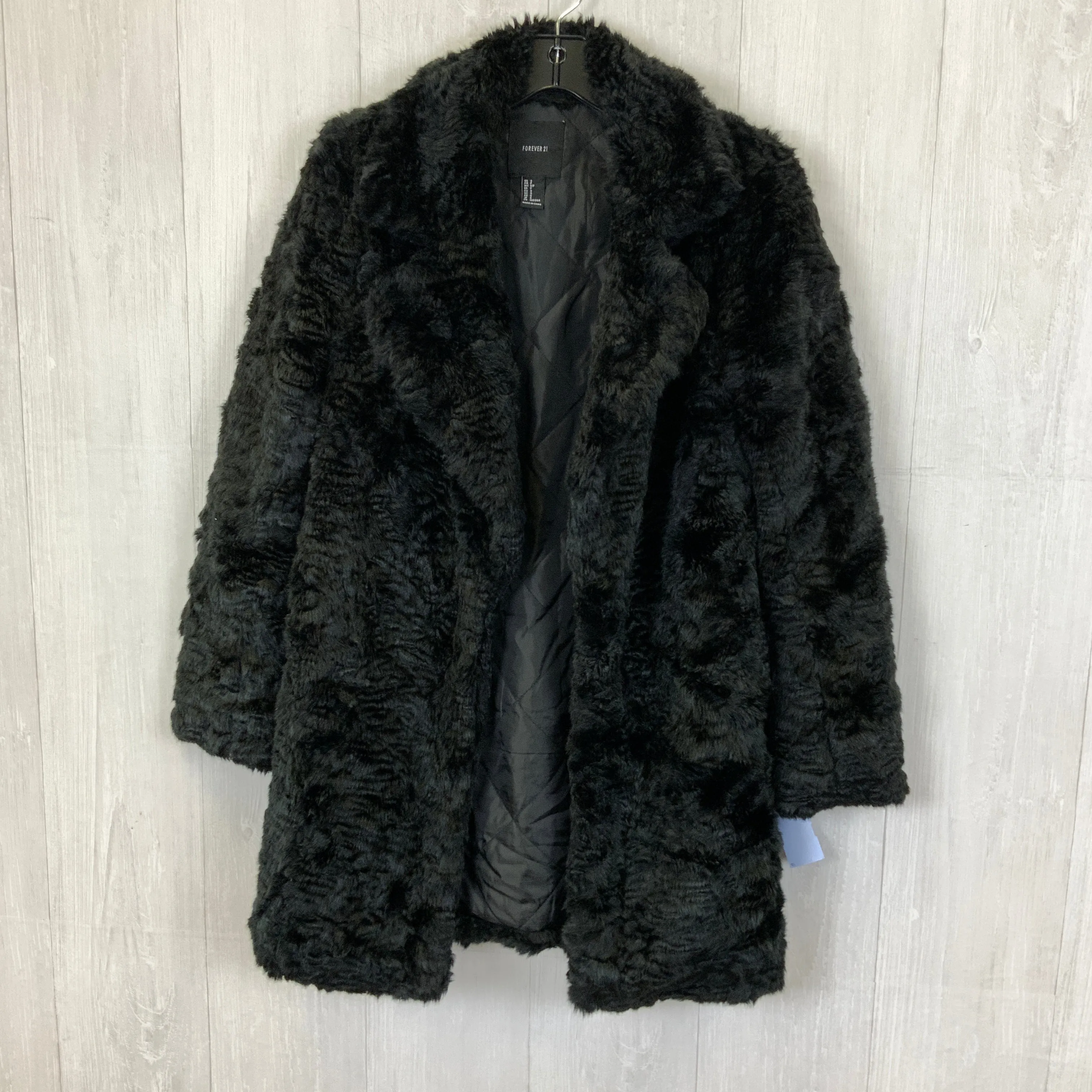 Coat Faux Fur & Sherpa By Forever 21 In Black, Size: S