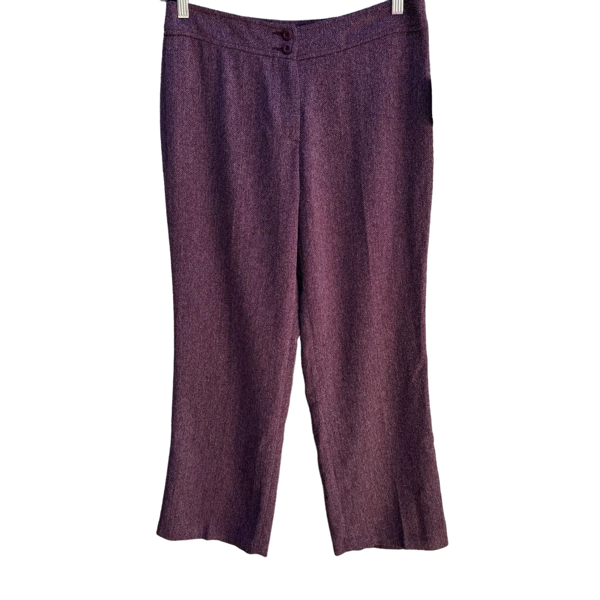 Coldwater Creek Womens Maroon Petite Tweed 2 Button Closure Dress Pants 12 - New