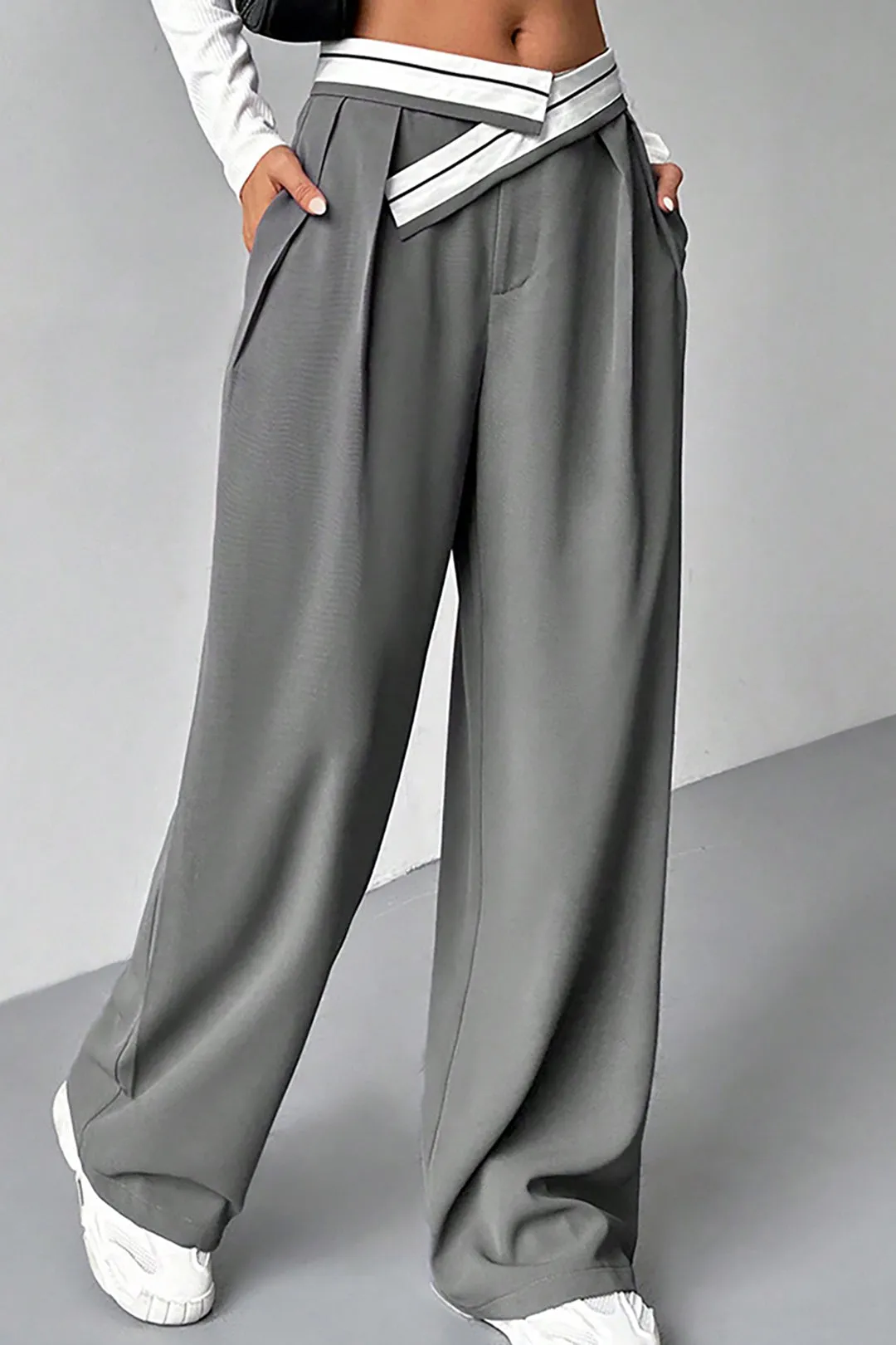 Color Block Wide Leg Trousers