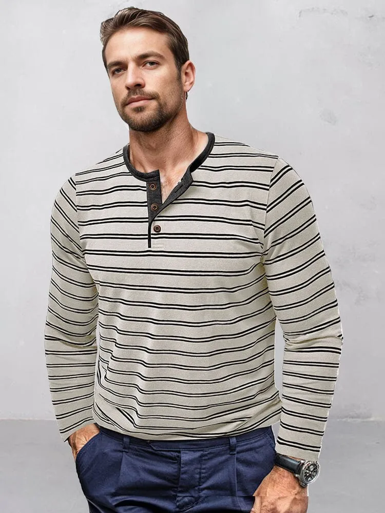 Comfy Soft Stripe Henley Shirt