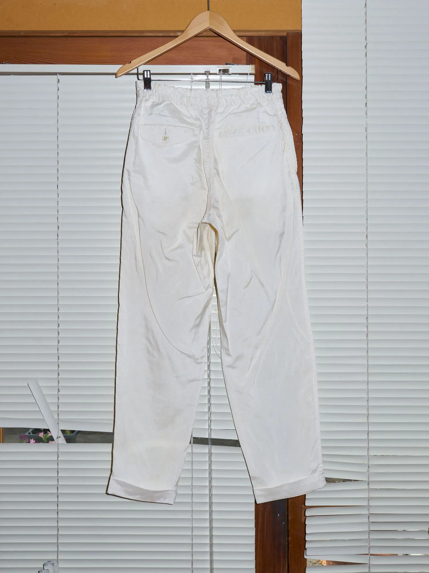 Comme des Garcons Homme Plus 1997 off white silk elastic waist trousers - mens S