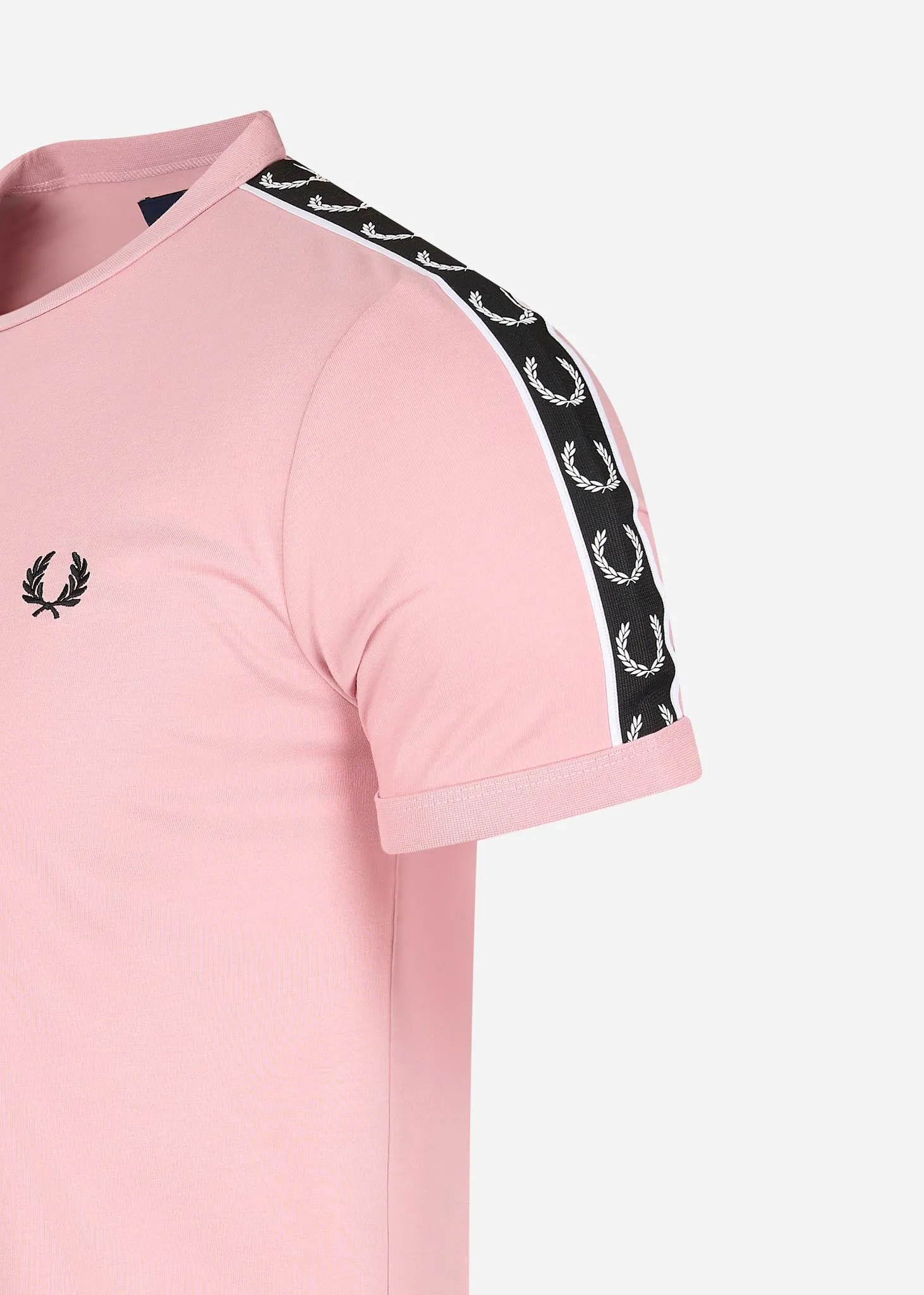 Contrast tape ringer t-shirt - chalky pink black