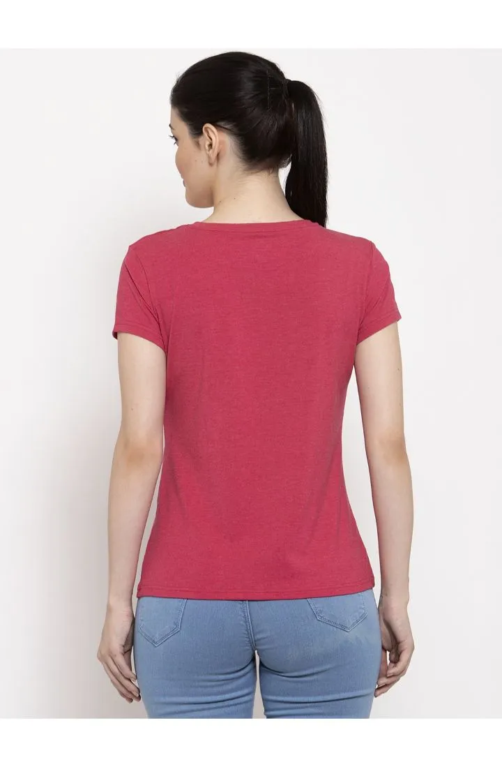 Cotton Melange Plain T-Shirt - Melange Pink