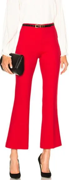 Cropped Crepe Trousers, Red