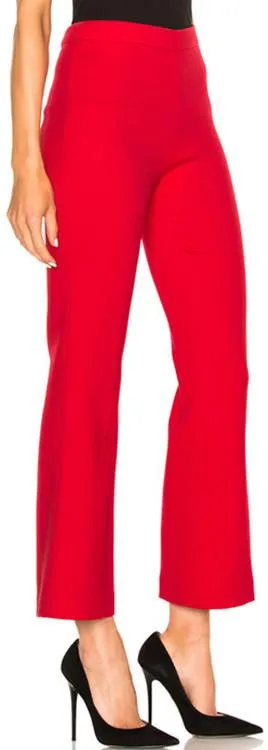 Cropped Crepe Trousers, Red