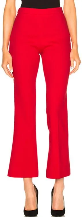 Cropped Crepe Trousers, Red