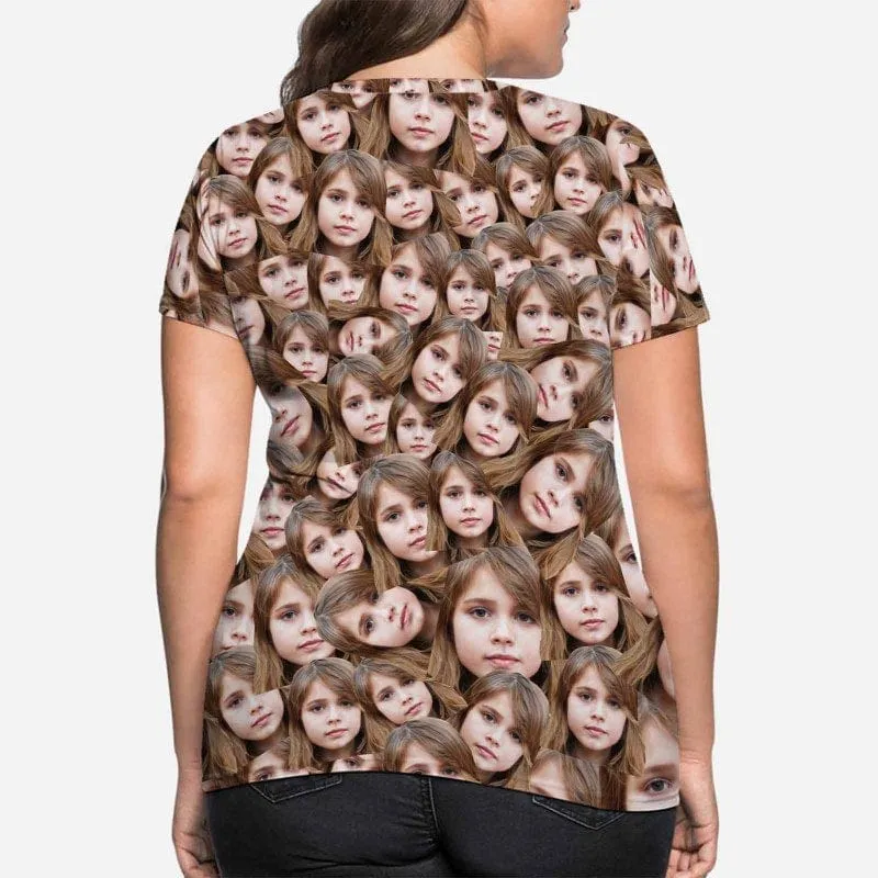 Custom Daughter Face Shirt Women's All Over Print T-shirt Design Your Own Shirts Gift for Mum