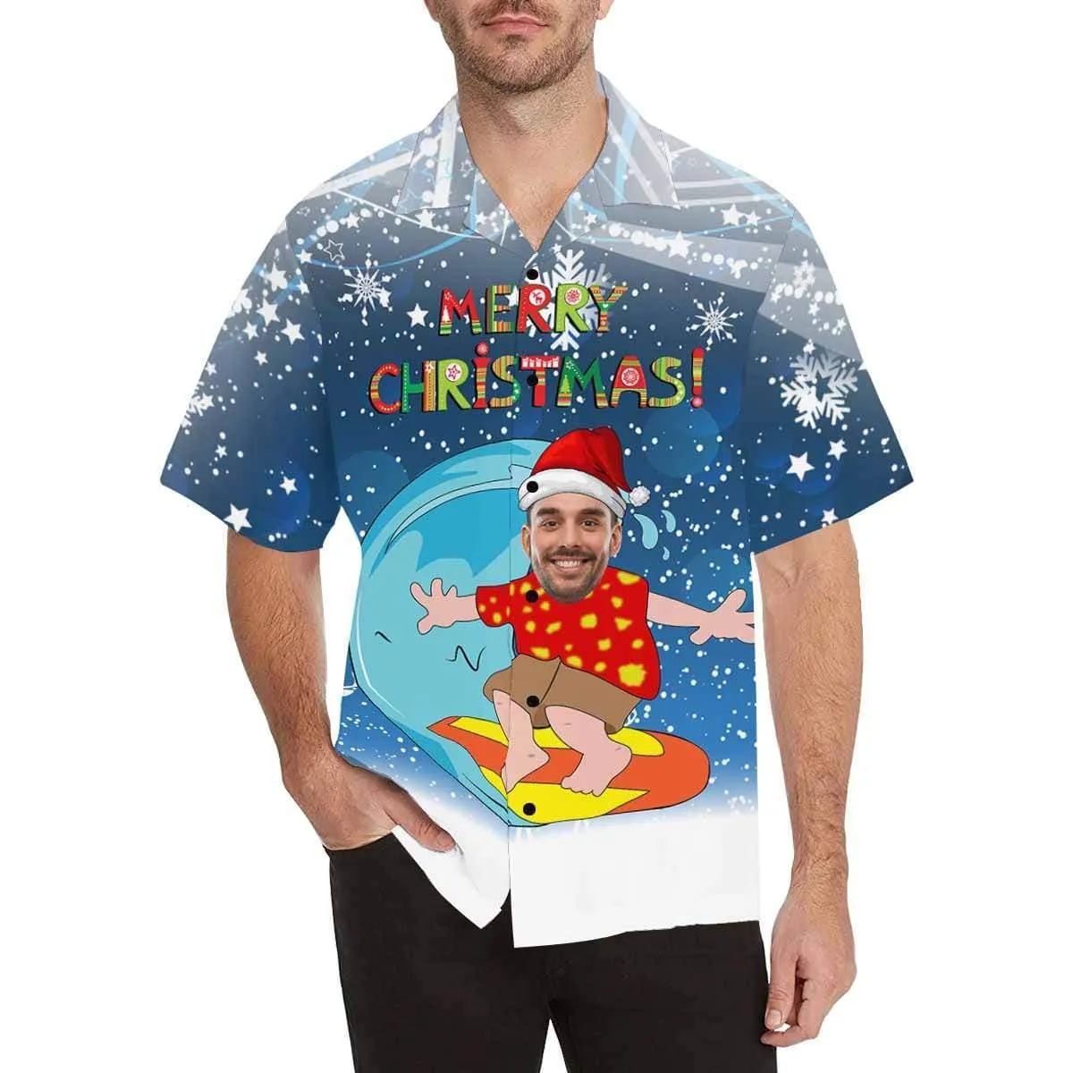 Custom Face Christmas Gift Men's Hawaiian Shirt