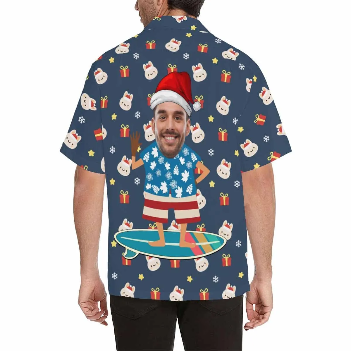 Custom Face Christmas Gift Men's Hawaiian Shirt