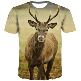 Deer T-shirt Men Animal Shirt Print Funny Tshirt Anime Lovely Tshirt Printed Anime T-shirts 3d Short Sleeve Full Print Mens Tee