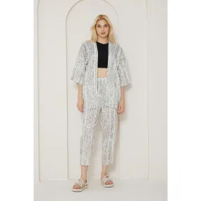 DG White Printed Kimono Matching Set