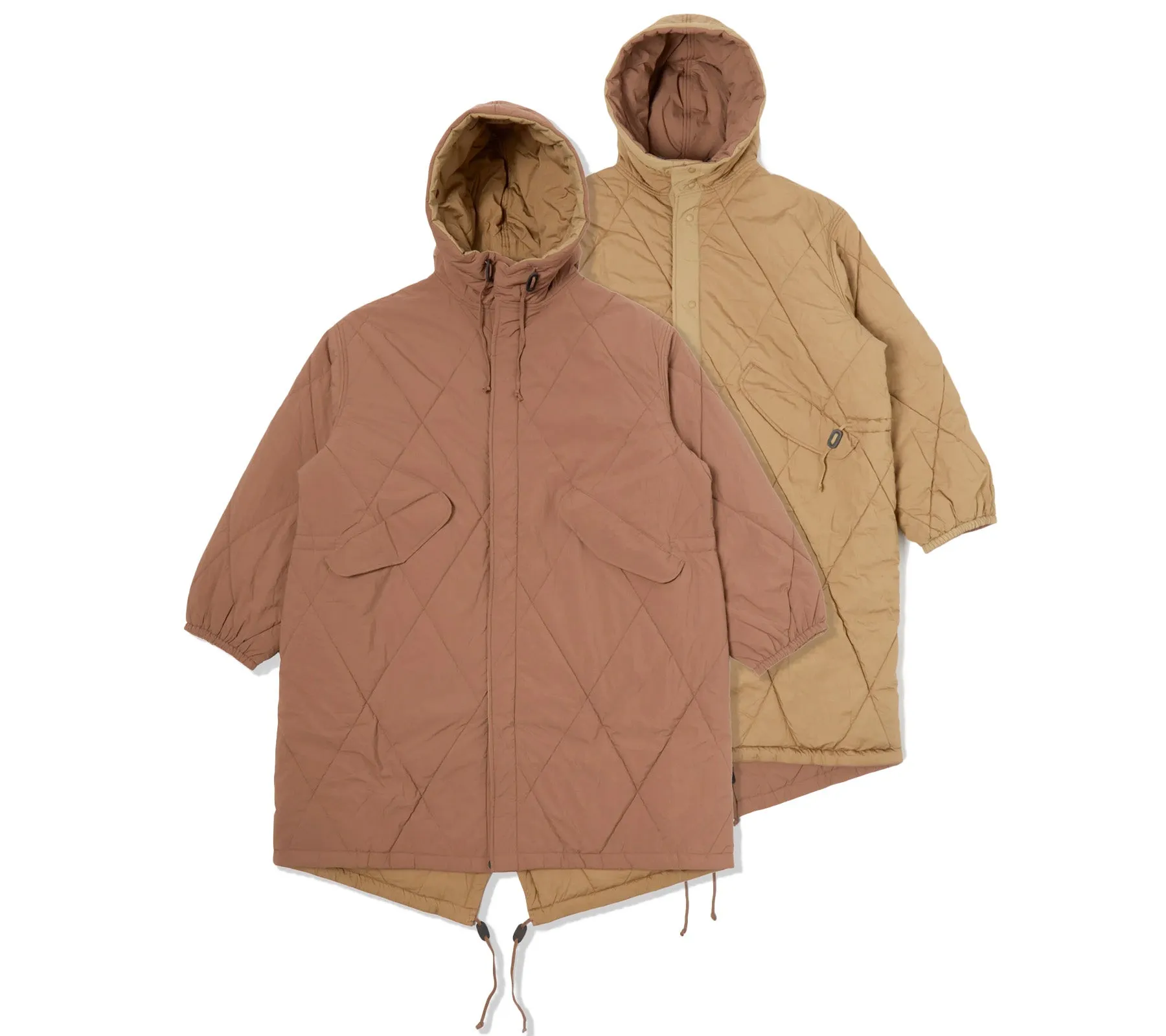 Diamond Quilt Parka | Brown Recycled Nylon