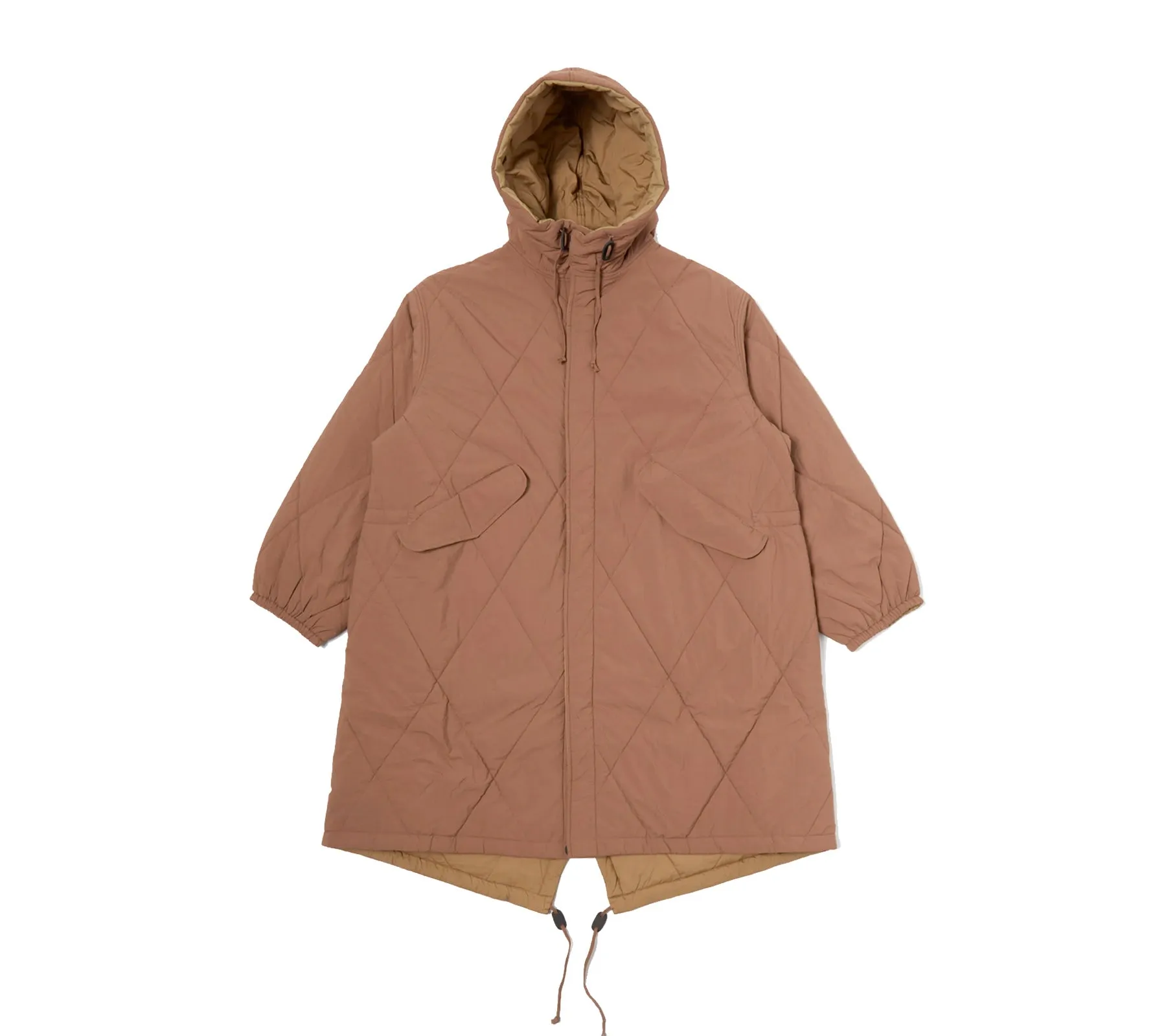 Diamond Quilt Parka | Brown Recycled Nylon