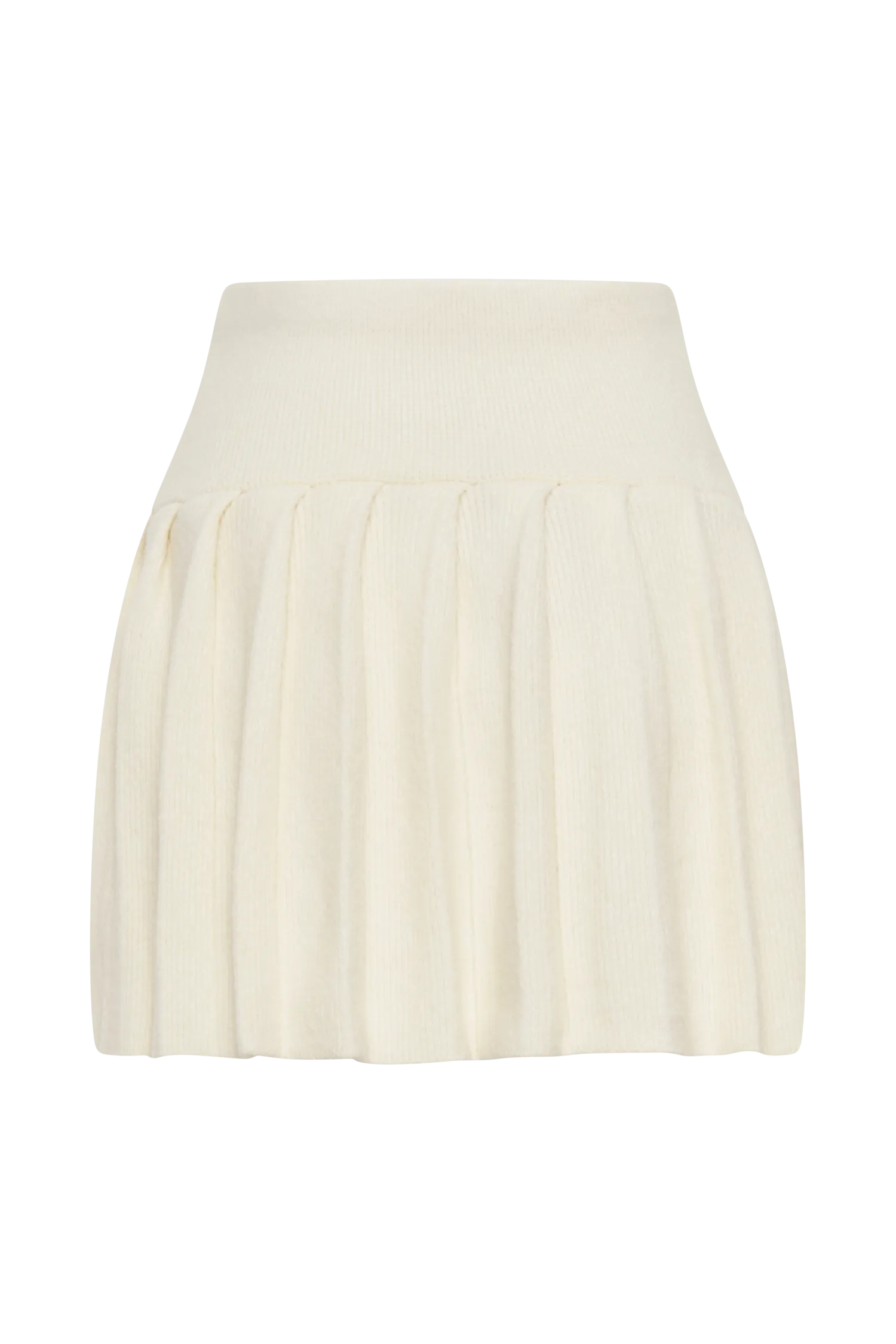 Dionne Pleated Knit Mini Skirt - Ivory Marle