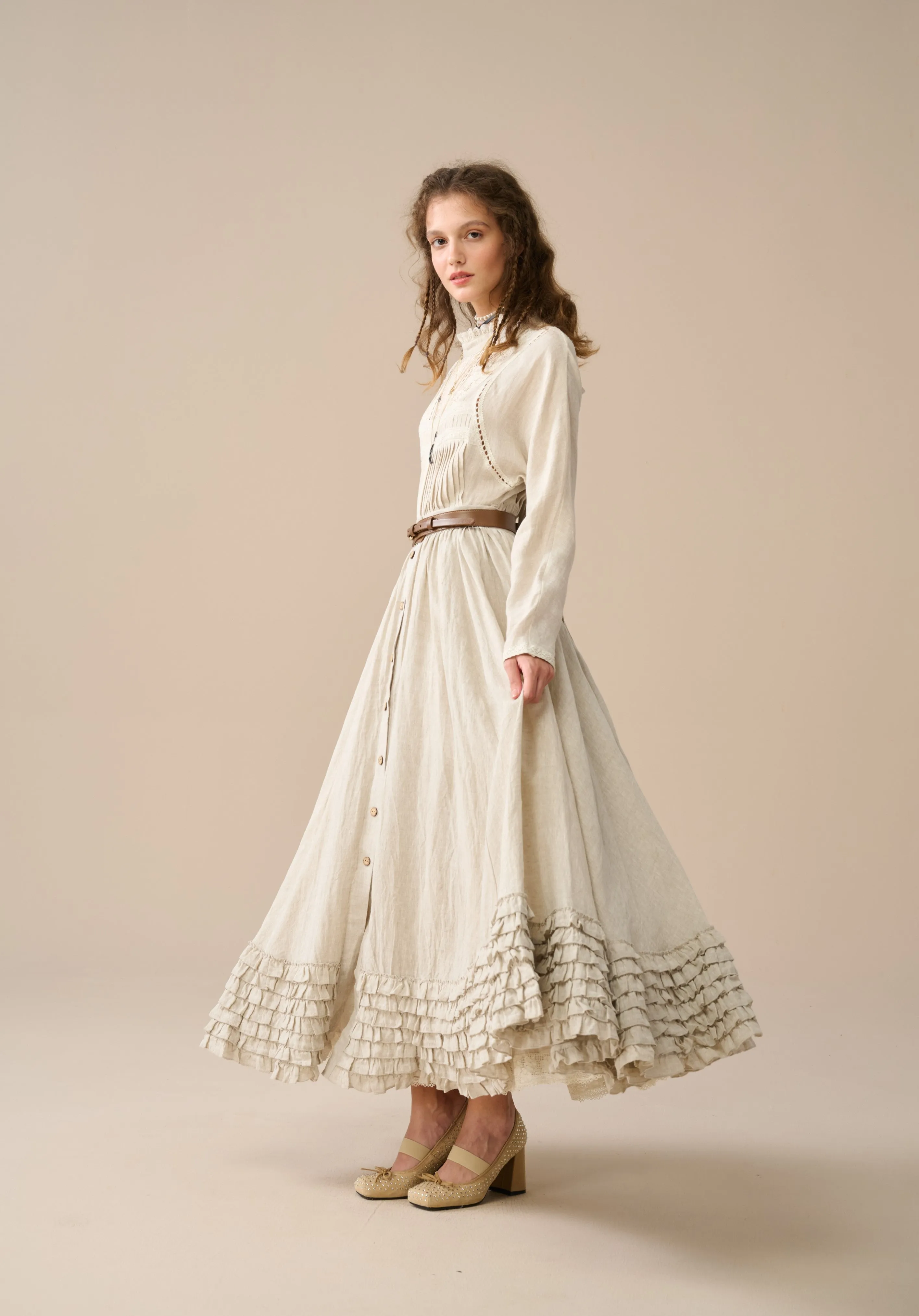 Dorothy 27| Ruffled maxi linen skirt