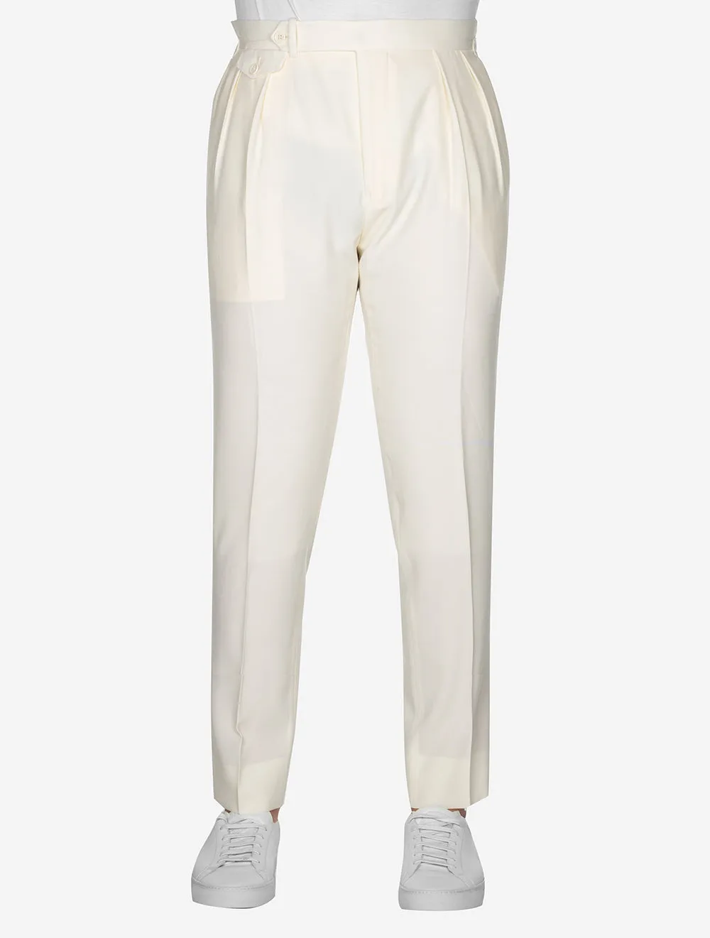 Double Pleat Trousers Cream