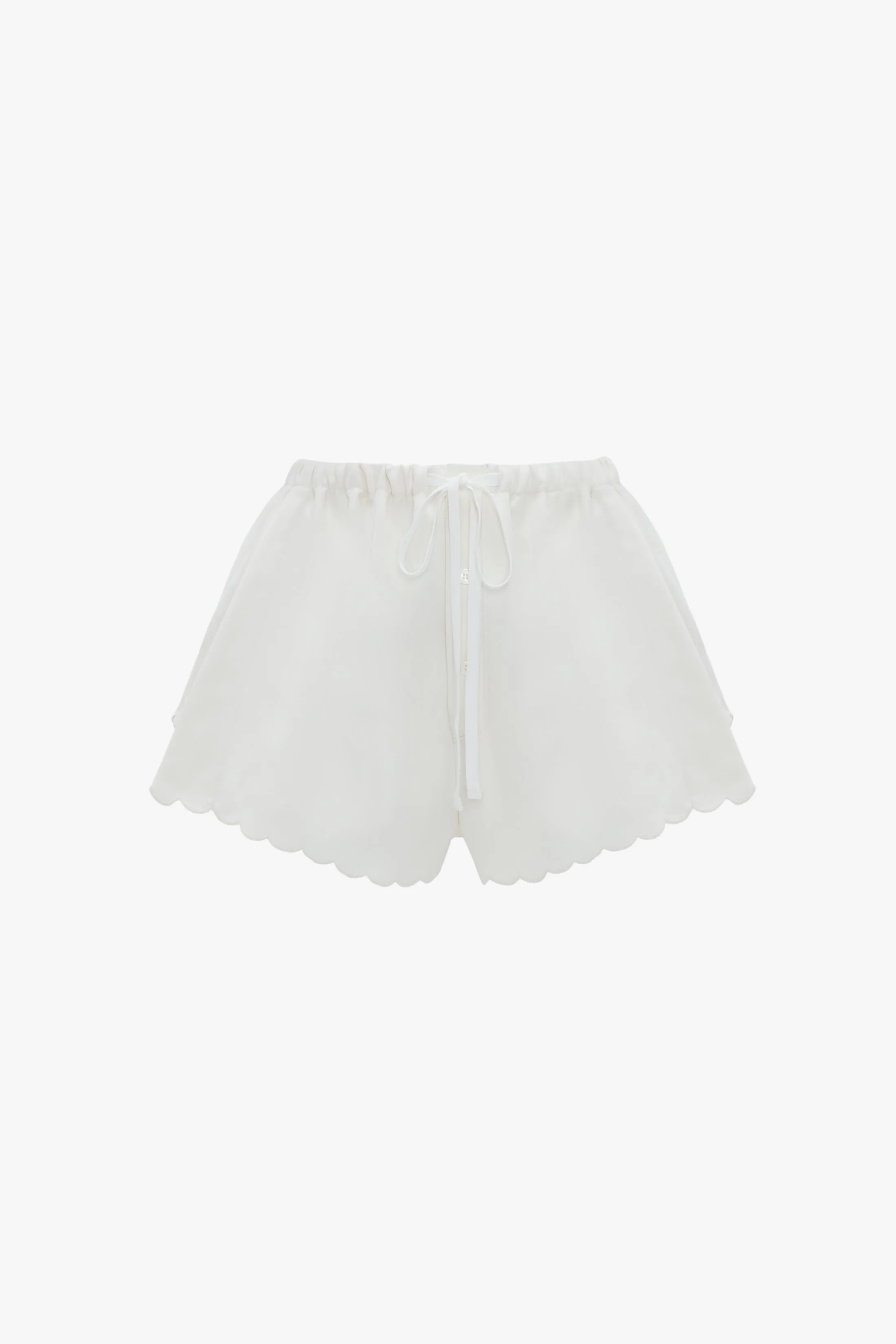 Drawstring Embroidered Mini Short In Antique White