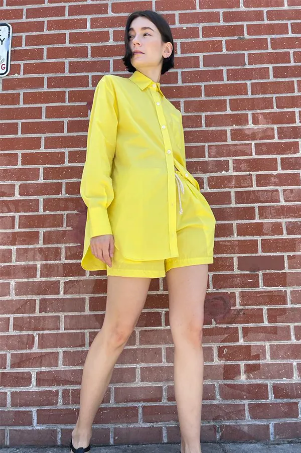 Drawstring Short in Acid Yellow