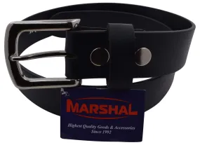 Durable Genuine Leather Mens Belt with Silver Buckle Black Brown by Marshal