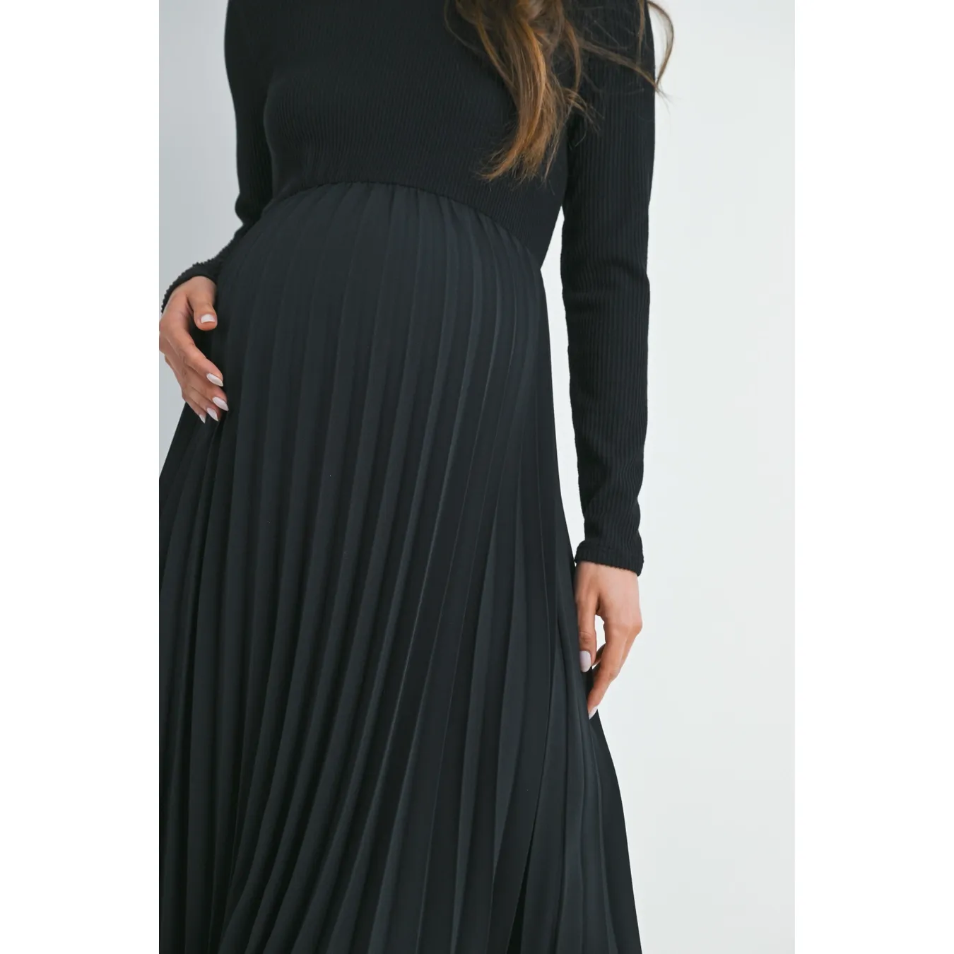 Edwin Pleat Skirt Maternity Midi Dress