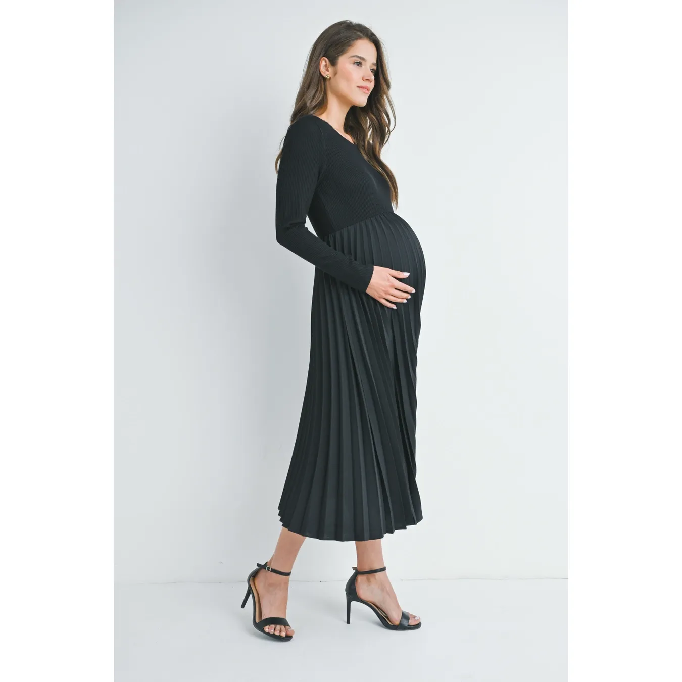 Edwin Pleat Skirt Maternity Midi Dress