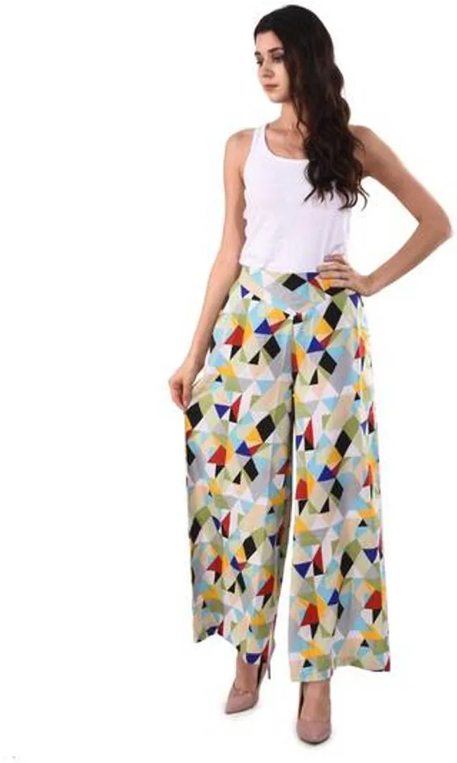 Elegant Women's Crepe  Multicoloured Trousers